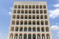 Rome, Italy - June 17, 2021: Palazzo della CiviltÃÂ  Italiana also called the Square Colosseum Colosseo Quadrato at the EUR distri